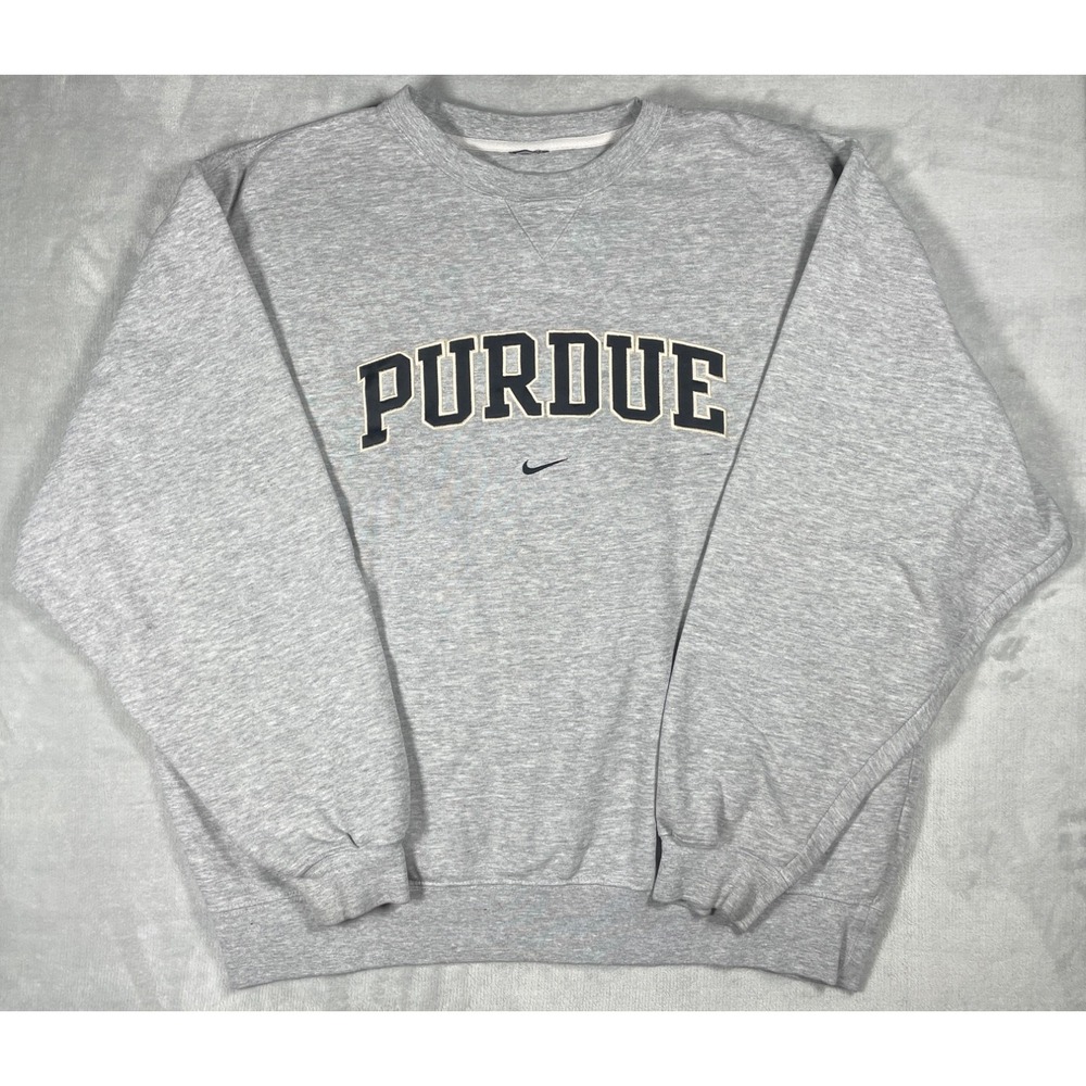 Purdue Nike Sweatshirt Men XL Gray Crewneck Boilermakers Spellout Swoosh
